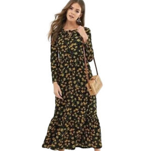 Womens Free People Tiers of Joy Dress Size Large Black and Yellow